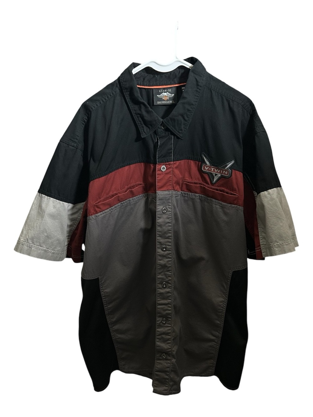 Harley-Davidson V-Twin Mens Colorblock Logo Button-Down Shirt 3XL